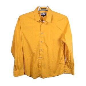 Express 1MX Men's Large 16 -16.5 Yellow Modern Fit long Sleeve Shirt